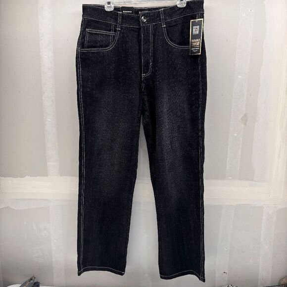 South Pole Jeans Mens 34x32 Baggy Denim Faded Relaxed Fit Black White Stitch NWT - Picture 1 of 10